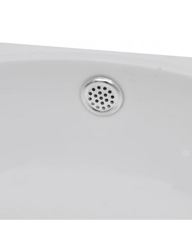 Lavello Ceramica con Foro Rubinetto e Troppo Pieno Bianco