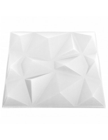 Pannelli Murali 3D 12 pz 50x50 cm Bianchi a Diamante 3 m²