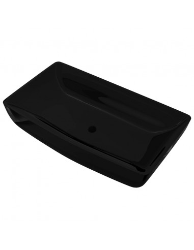 Lavandino da bagno in ceramica nera rettangolare