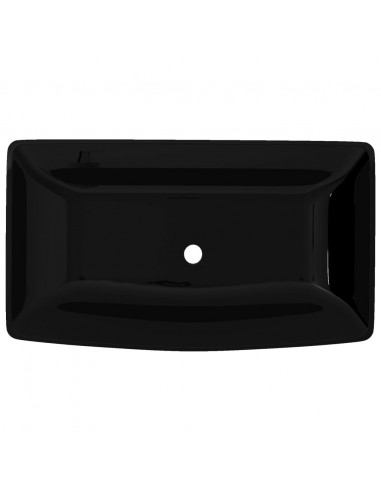 Lavandino da bagno in ceramica nera rettangolare