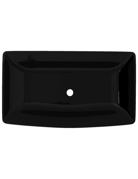Lavandino da bagno in ceramica nera rettangolare
