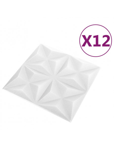Pannelli Murali 3D 12 pz 50x50 cm Bianchi Origami 3 m²