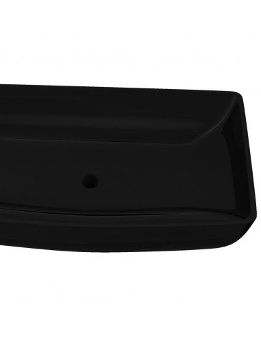 Lavandino da bagno in ceramica nera rettangolare