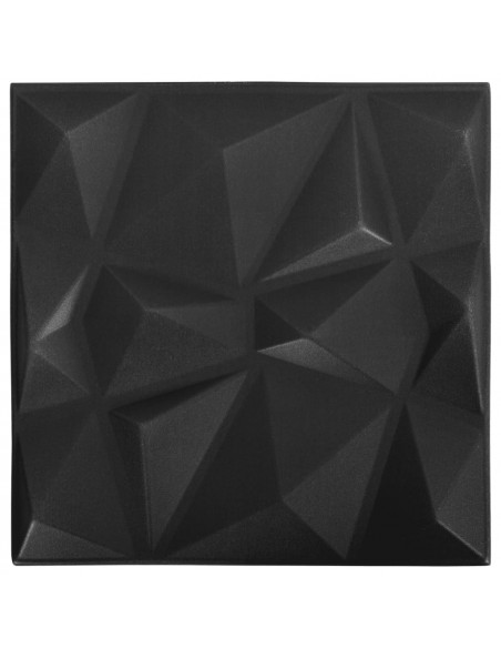 Pannelli Murali 3D 12 pz 50x50 cm Neri a Diamante 3 m²