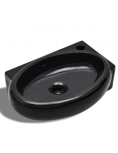 Lavandino in Ceramica Nera Rotondo con Foro Rubinetto/ Trabocco