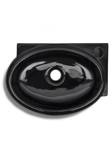 Lavandino in Ceramica Nera Rotondo con Foro Rubinetto/ Trabocco