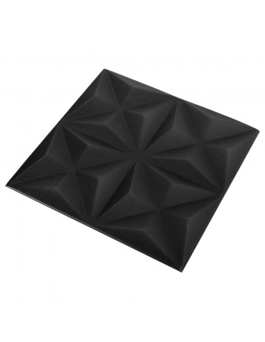 Pannelli Murali 3D 12 pz 50x50 cm Neri Origami 3 m²