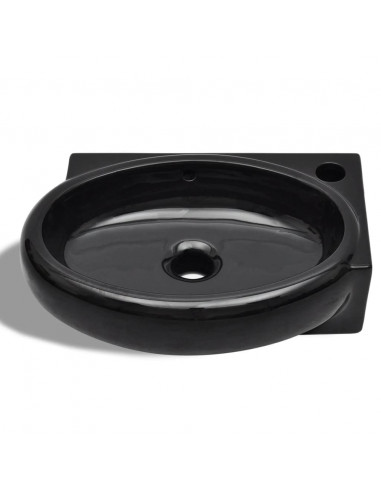 Lavandino in Ceramica Nera Rotondo con Foro Rubinetto/ Trabocco