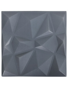 Pannelli Murali 3D 12 pz 50x50 cm Grigi a Diamante 3 m² 2