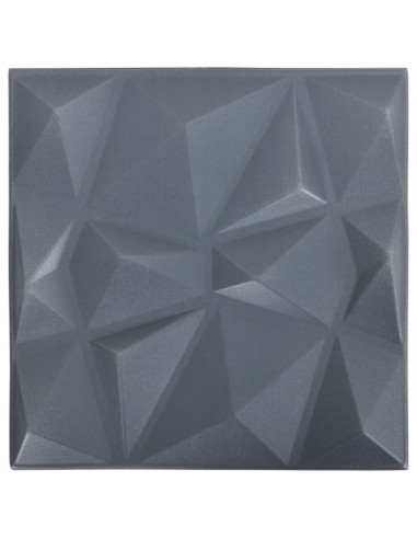 Pannelli Murali 3D 12 pz 50x50 cm Grigi a Diamante 3 m²