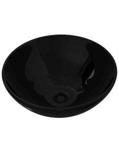 Lavandino da bagno in ceramica nera rotondo 2