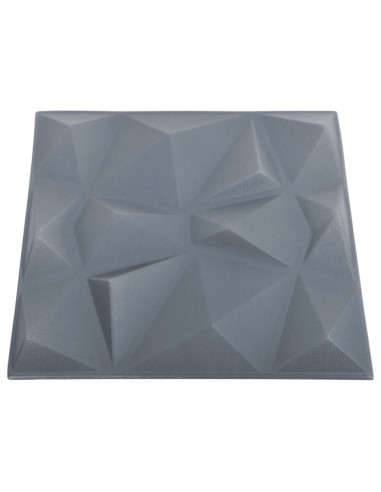 Pannelli Murali 3D 12 pz 50x50 cm Grigi a Diamante 3 m²