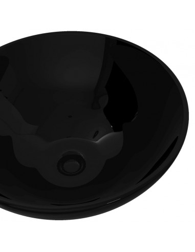 Lavandino da bagno in ceramica nera rotondo