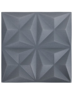 Pannelli Murali 3D 12 pz 50x50 cm Grigi Origami 3 m² 2