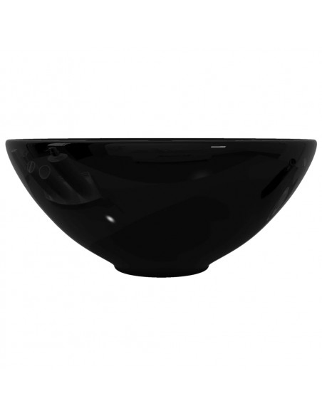Lavandino da bagno in ceramica nera rotondo