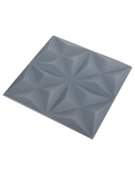 Pannelli Murali 3D 12 pz 50x50 cm Grigi Origami 3 m²