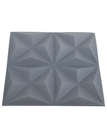 Pannelli Murali 3D 12 pz 50x50 cm Grigi Origami 3 m²