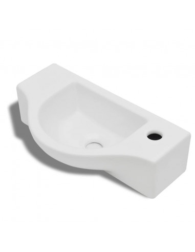 Lavandino Bagno in Ceramica con Foro per Rubinetto Bianco