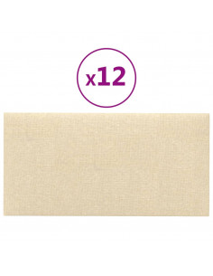 Pannelli Murali 12 pz Crema 30x15 cm Tessuto 0,54 m² 2