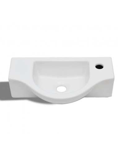 Lavandino Bagno in Ceramica con Foro per Rubinetto Bianco