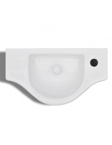 Lavandino Bagno in Ceramica con Foro per Rubinetto Bianco