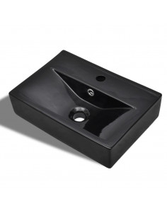 Lavandino Bagno Ceramica Nera Rettangolare e Foro di Trabocco 2