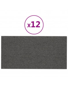 Pannelli Murali 12 pz Grigio Scuro 30x15 cm Tessuto 0,54 m² 2