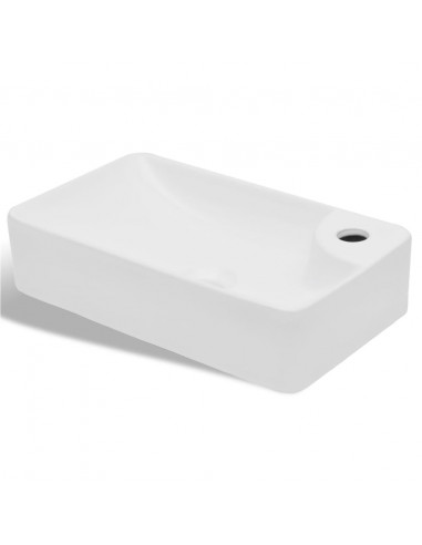 Lavandino Bagno in Ceramica Bianca con Foro per Rubinetto