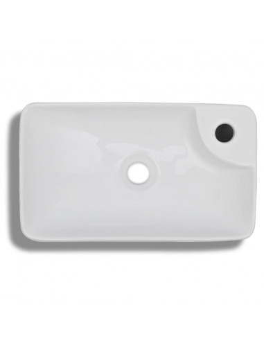 Lavandino Bagno in Ceramica Bianca con Foro per Rubinetto