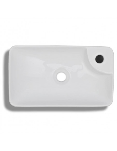 Lavandino Bagno in Ceramica Bianca con Foro per Rubinetto