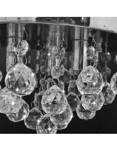 Lampada di Soffitto Pendente in Cristallo Lampadario Cromato
