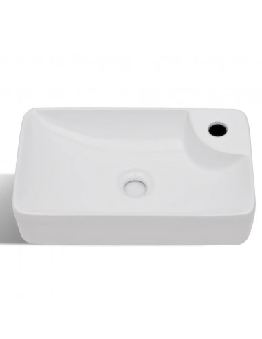 Lavandino Bagno in Ceramica Bianca con Foro per Rubinetto