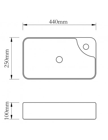 Lavandino Bagno in Ceramica Bianca con Foro per Rubinetto