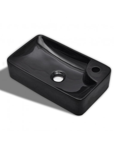Lavandino Bagno in Ceramica Nera con Foro per Rubinetto