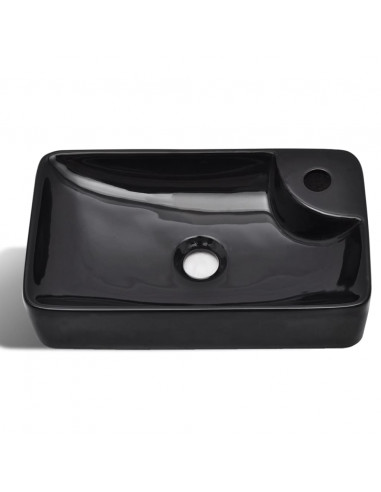 Lavandino Bagno in Ceramica Nera con Foro per Rubinetto