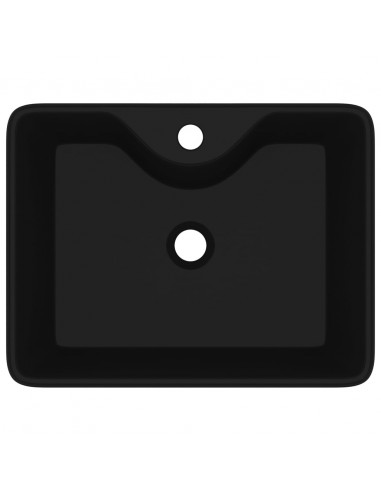 Lavandino Bagno in Ceramica Nera Quadrato con Foro per Rubinetto