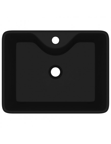 Lavandino Bagno in Ceramica Nera Quadrato con Foro per Rubinetto