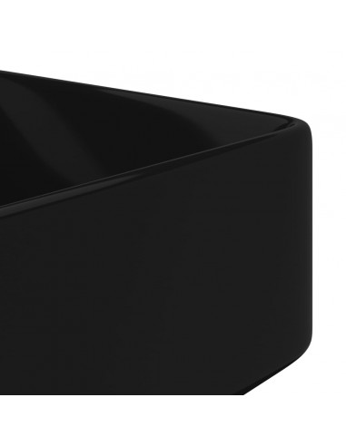 Lavandino Bagno in Ceramica Nera Quadrato con Foro per Rubinetto