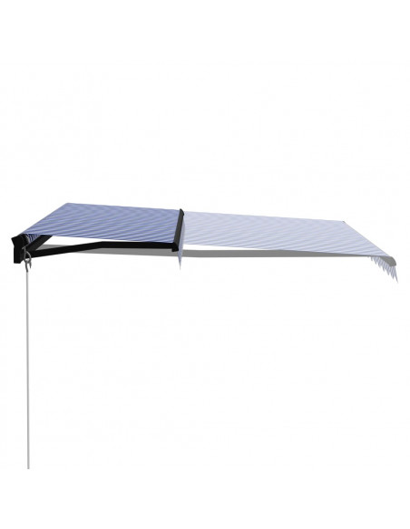 Tenda da Sole Retrattile Manuale con LED 300x250cm Blu e Bianco
