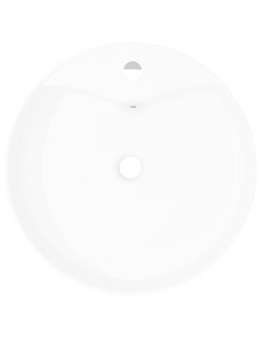 Lavandino bagno in Ceramica bianca rotondo con Foro di trabocco