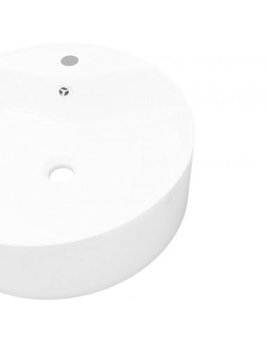 Lavandino bagno in Ceramica bianca rotondo con Foro di trabocco