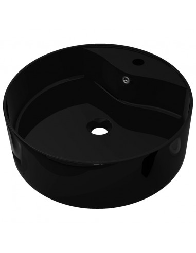 Lavandino bagno in Ceramica nera rotondo con Foro di trabocco
