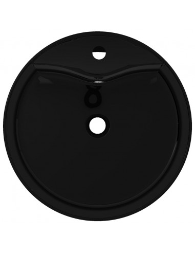 Lavandino bagno in Ceramica nera rotondo con Foro di trabocco