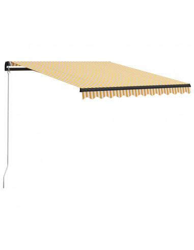 Tenda da Sole Manuale con LED 300x250 cm Gialla e Bianca