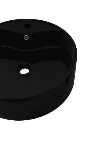 Lavandino bagno in Ceramica nera rotondo con Foro di trabocco