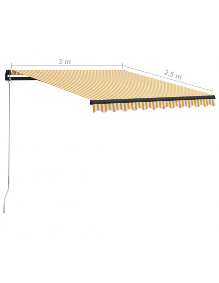 Tenda da Sole Manuale con LED 300x250 cm Gialla e Bianca