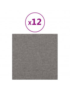 Pannelli Murali 12 pz Grigio Chiaro 30x30 cm in Tessuto 1,08 m² 2
