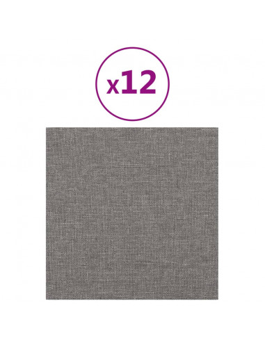 Pannelli Murali 12 pz Grigio Chiaro 30x30 cm in Tessuto 1,08 m²