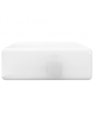 Lavandino Bagno in Ceramica Bianca Quadrato con Foro Rubinetto