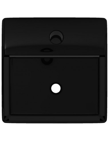 Lavandino Bagno in Ceramica Nera Quadrato con Foro per Rubinetto
